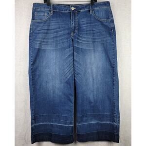 Crown & Ivy Curvy Wide Leg Raw Hem Women Plus Size 20W Jeans